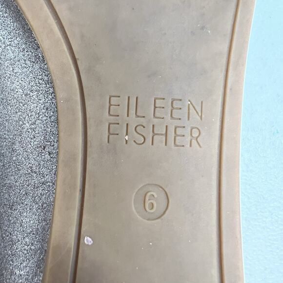 Eileen Fisher Sz 6 Ballet Flats High Cut Slip On Metallic Shiny Leather Capsule - Picture 12 of 12